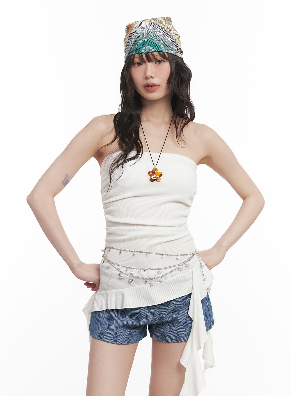 Asymmetric Frill Tube Top CM520