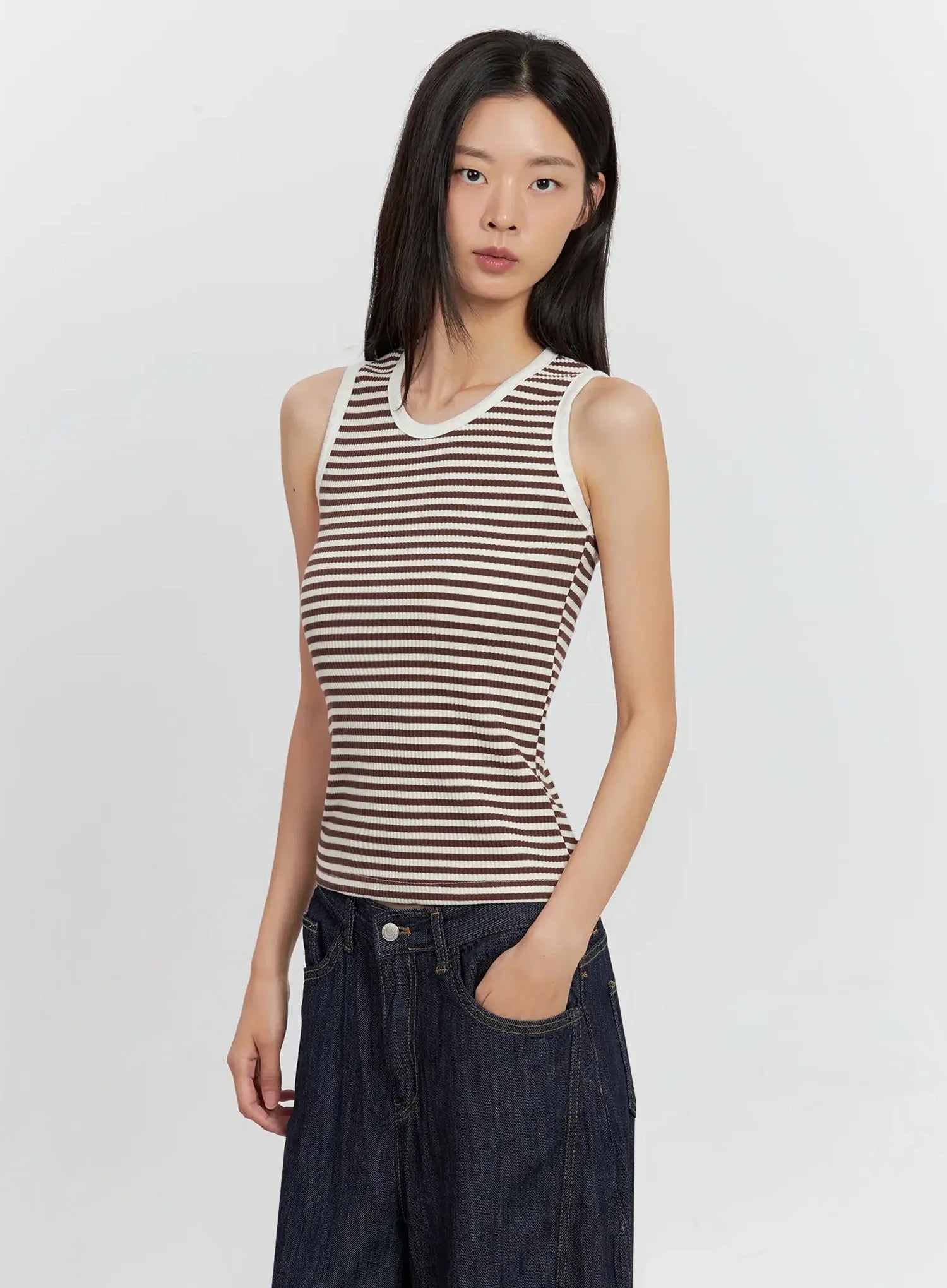 Striped Knit Tank Top IL528