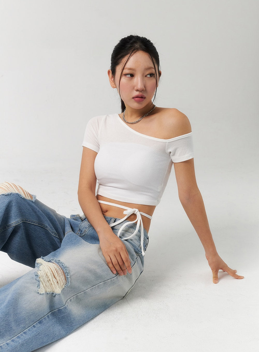 Waist Strap Cropped Tee CU326