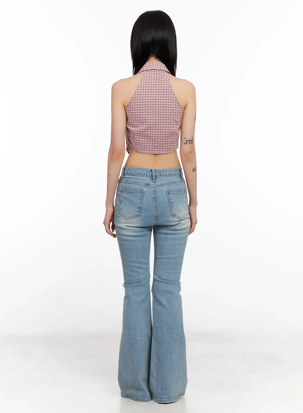 Gingham Sleeveless Halter Top CL525