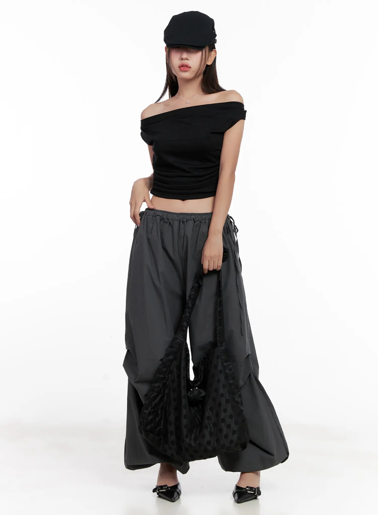 Off-Shoulder Draped Short Sleeve Top CL518