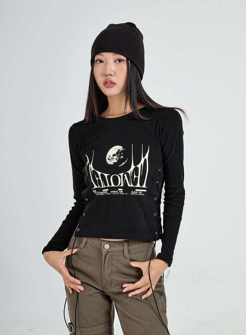 Lettering Print Side Cross Tie Top CO18