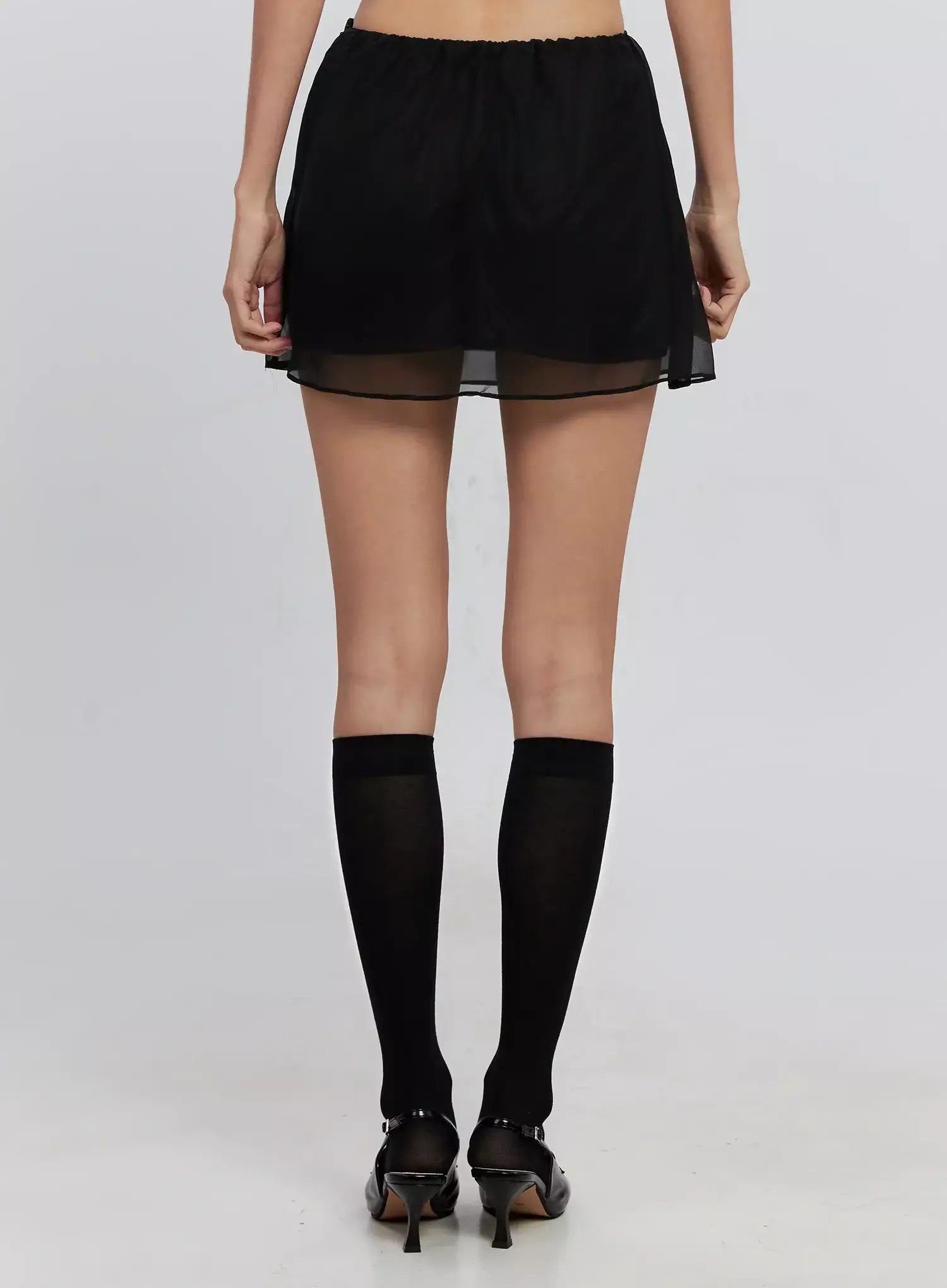 Sheer Chiffon Mini Skirt IS516