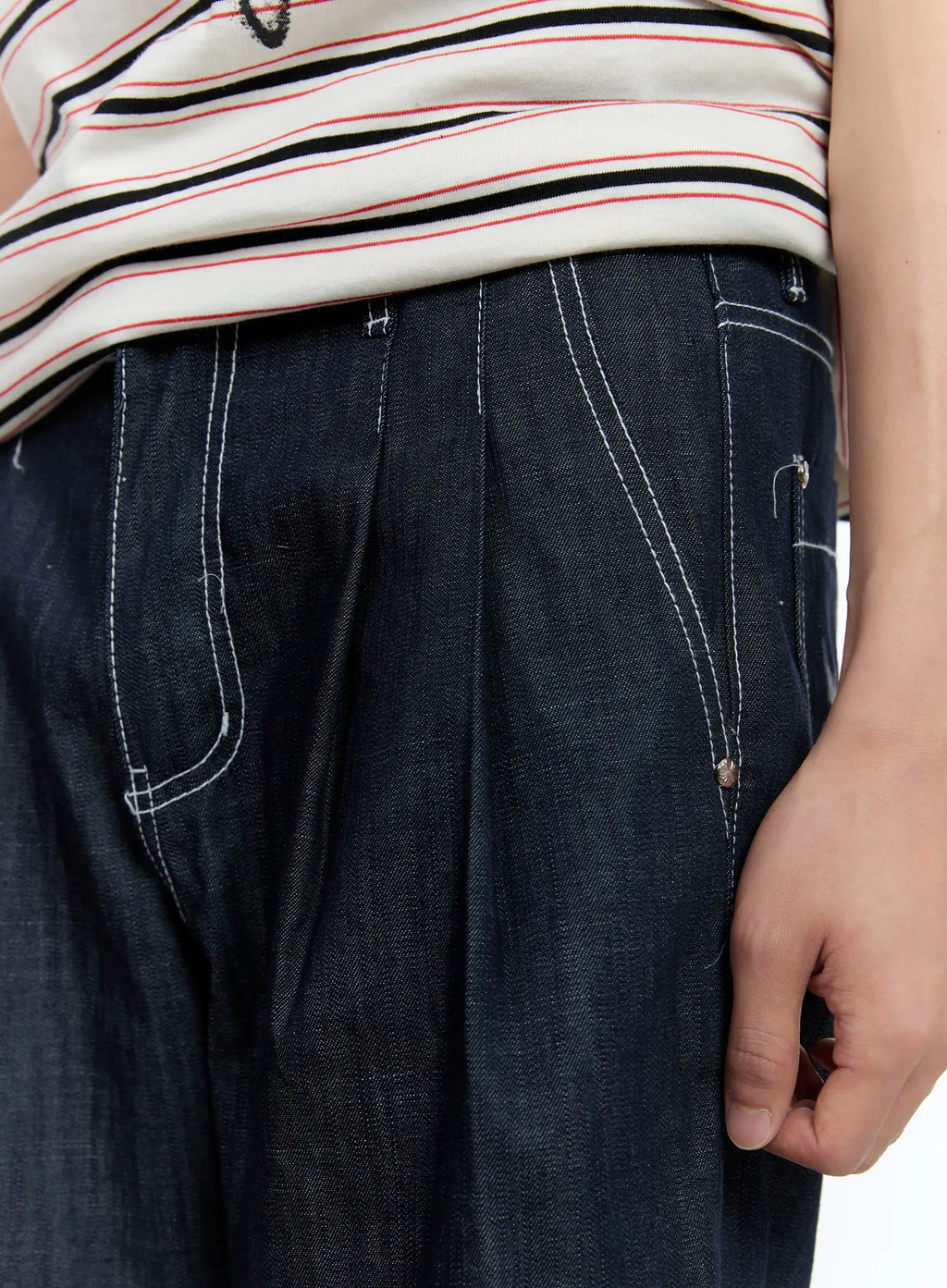 Men's Pleated Denim Jorts IL517