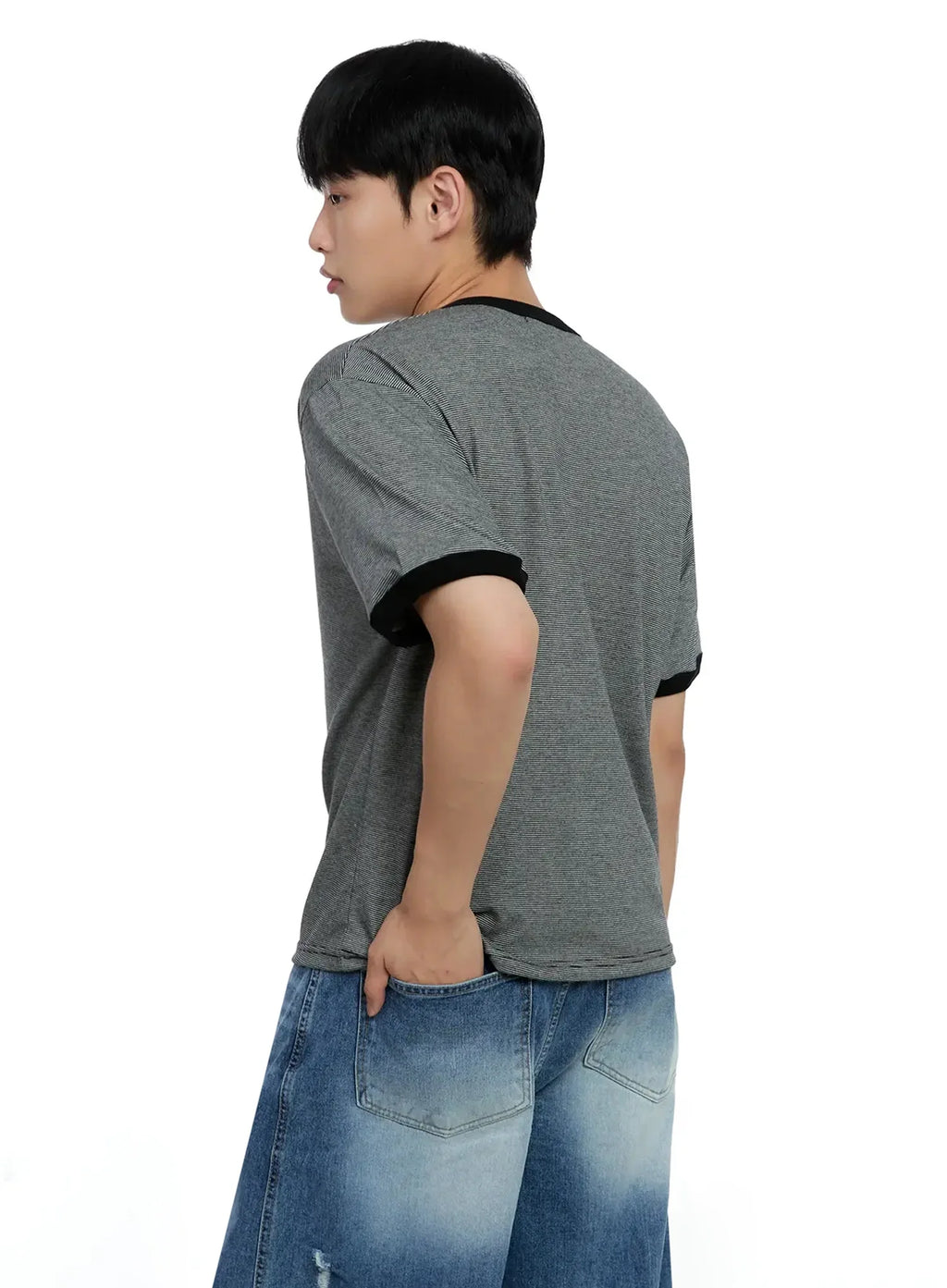 Men's Striped Henley T-shirt IG520