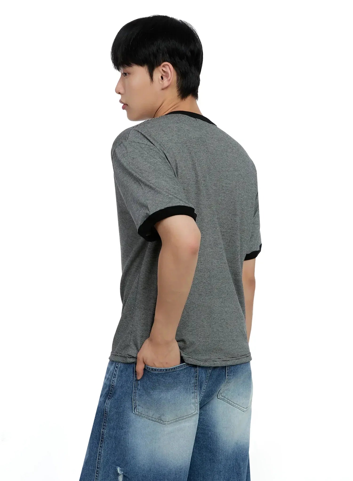 Men's Striped Henley T-shirt IG520