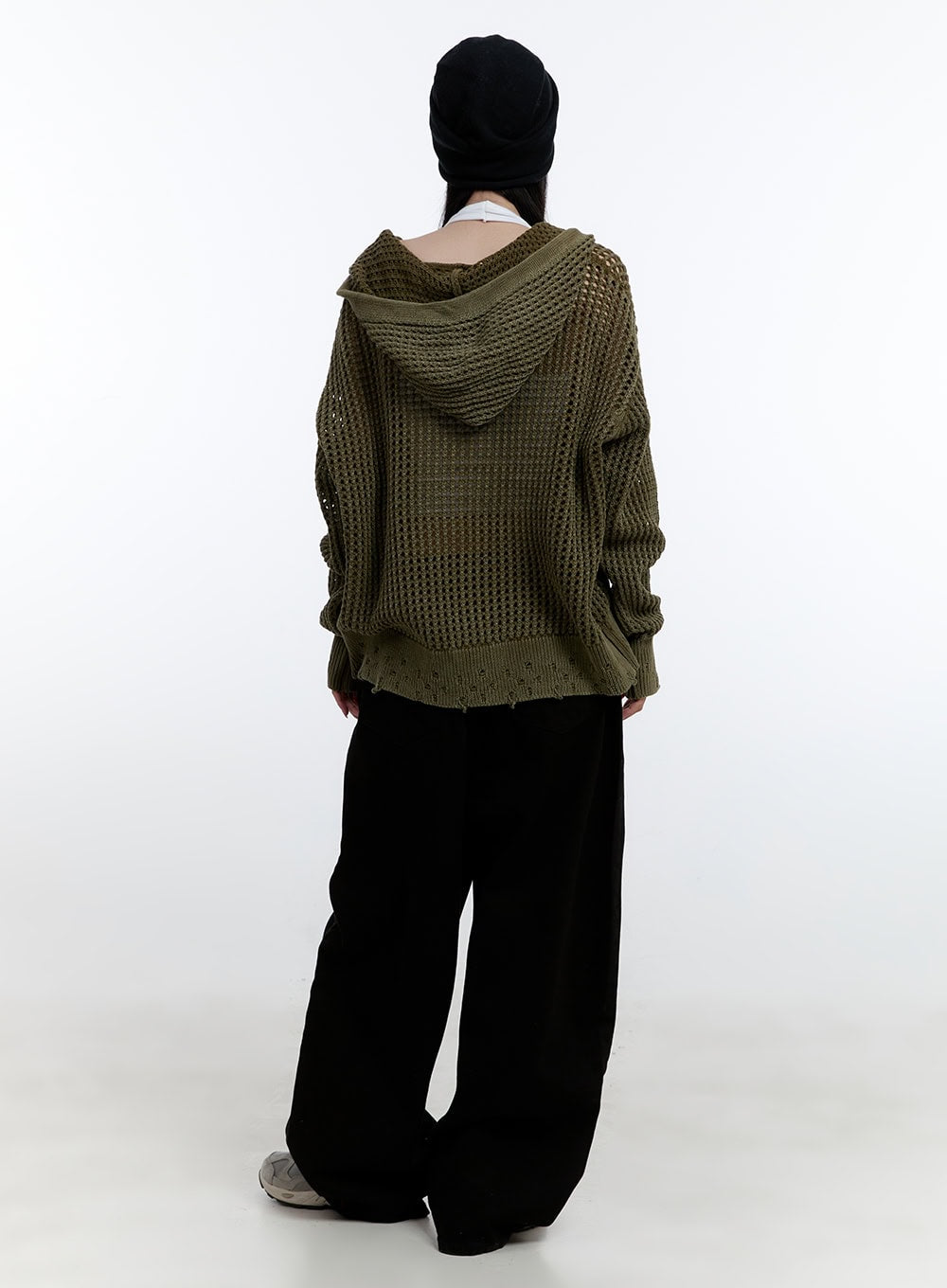 Damaged Mesh Zip-Up Hoodie CJ521