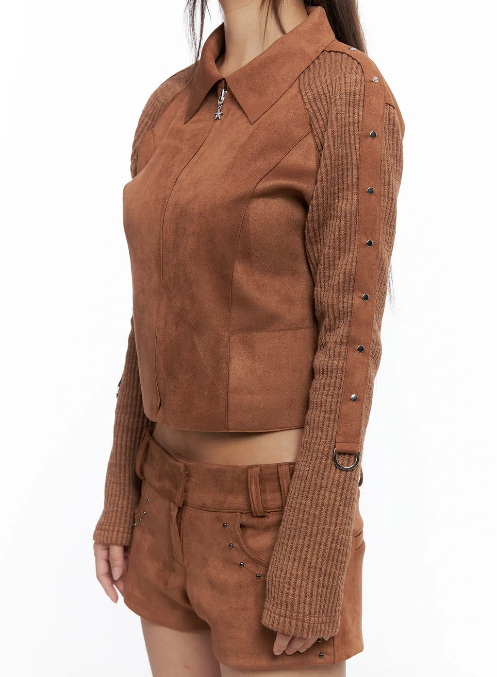 Suede Studded Crop Jacket CS504