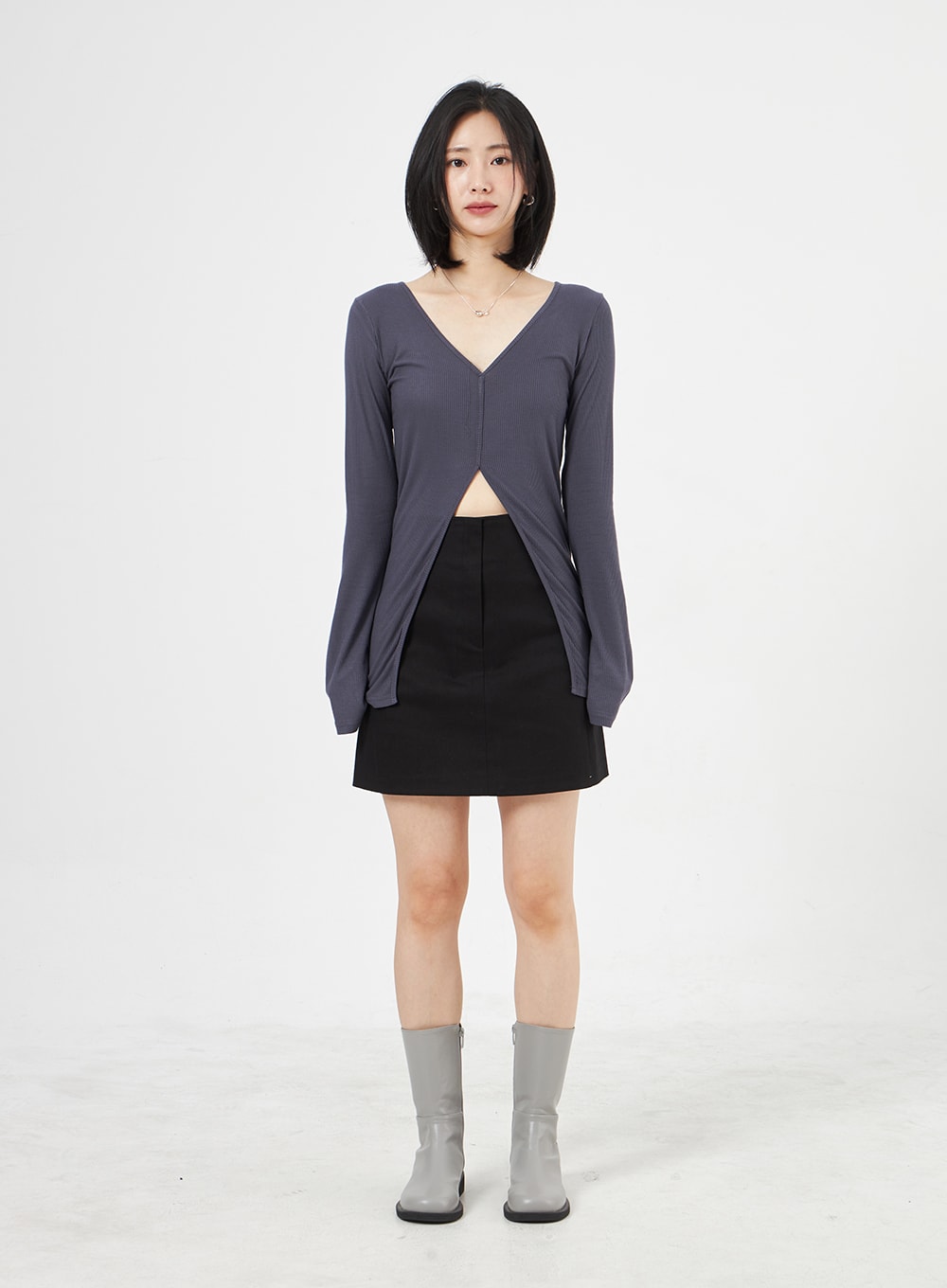 V-Neck Slit Top OA306