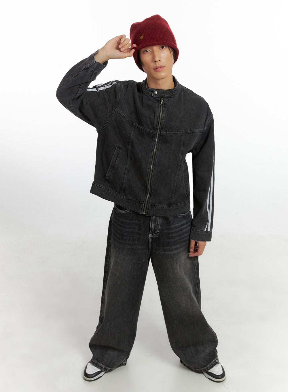 Men's Striped Button Denim Jacket IO417