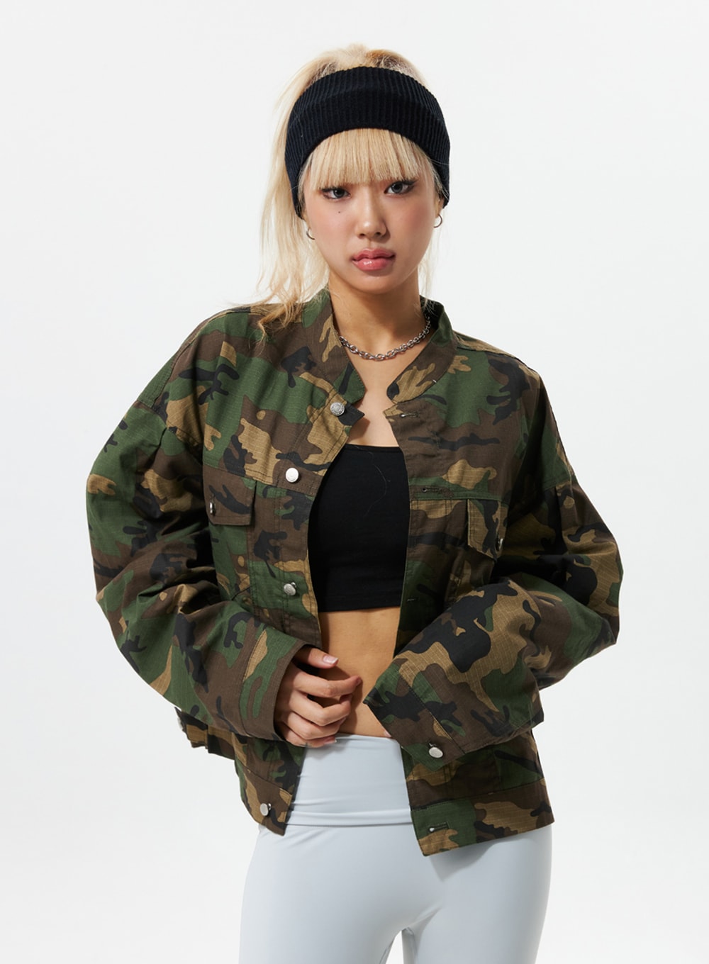Collarless Camo Jacket IS322