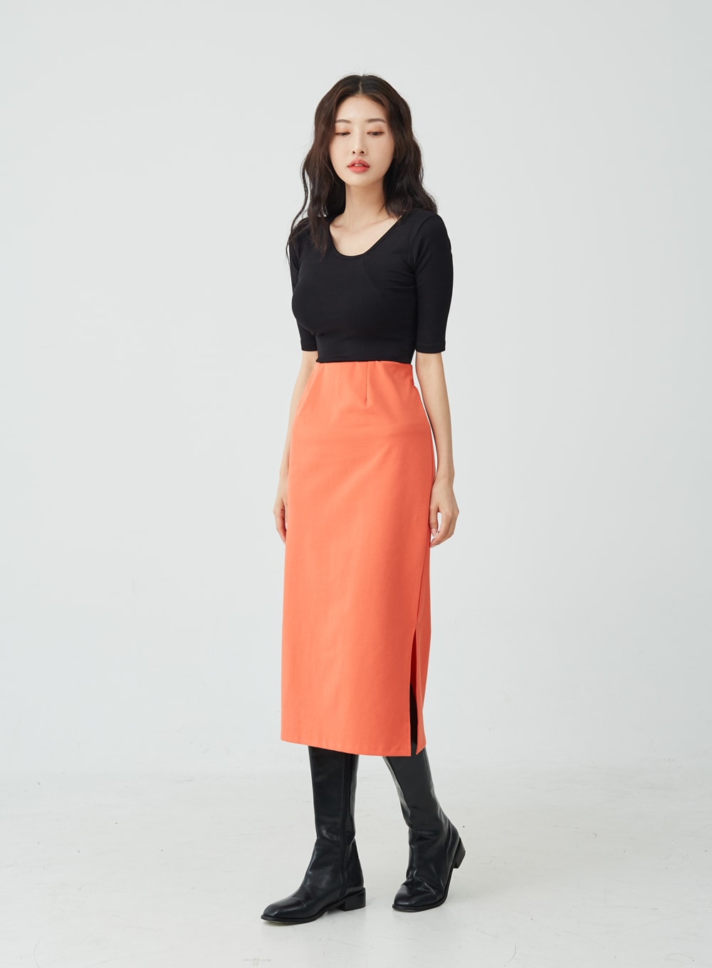 Side Slit H-Line Skirt IU26