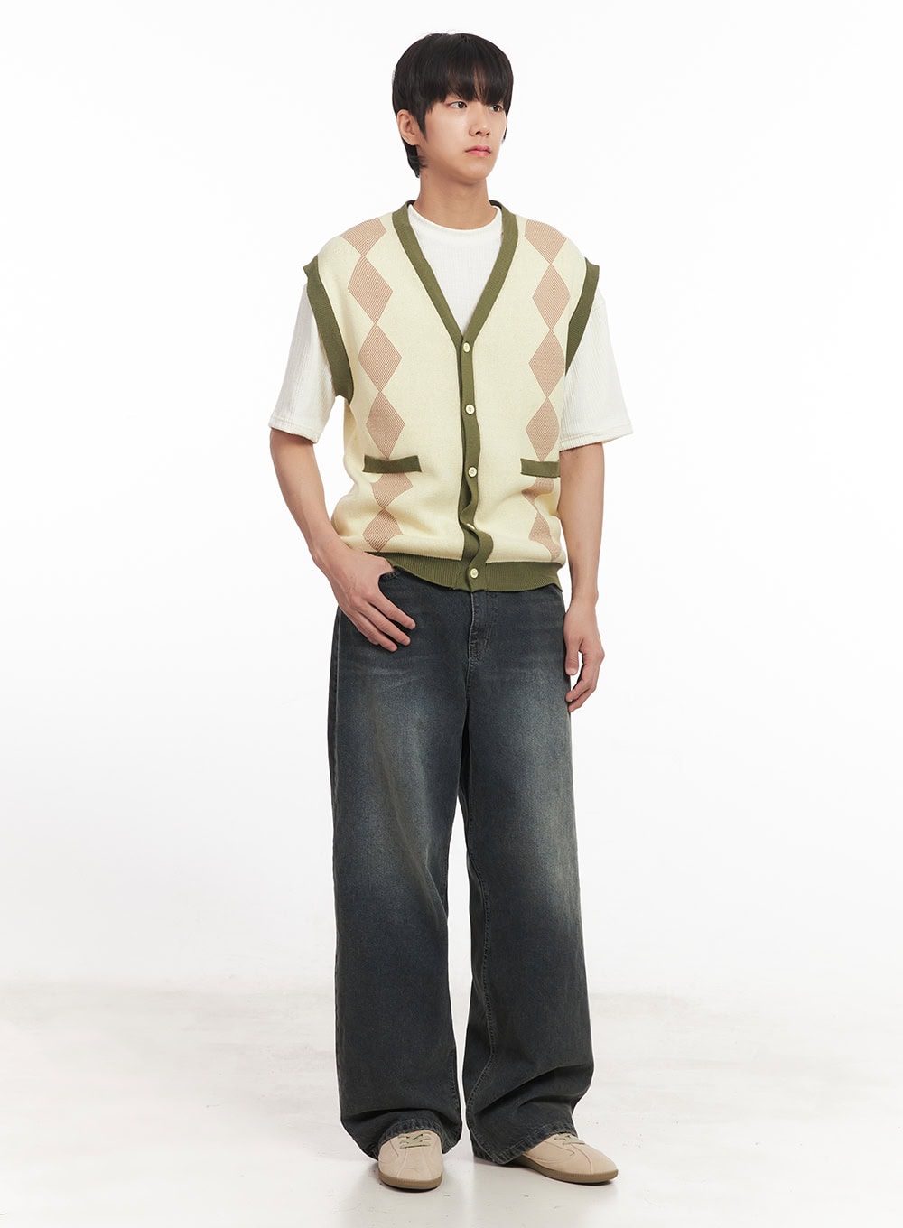 Men's Argyle V-Neck Sweater Vest IA511