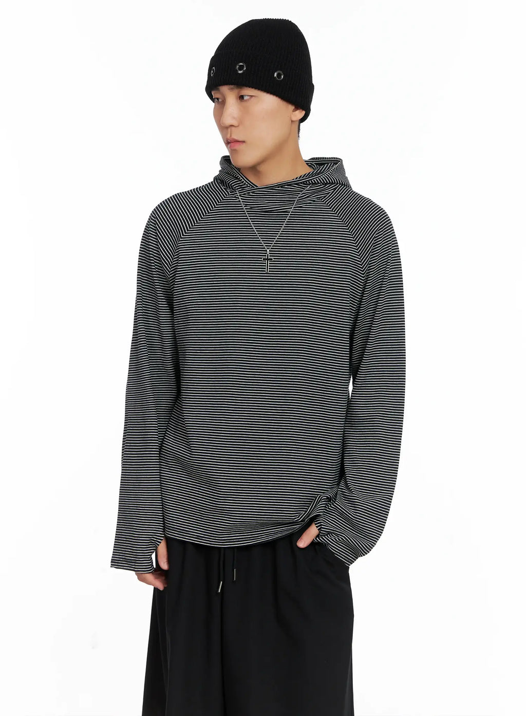 Men's Striped Long Sleeve Hoodie IS502