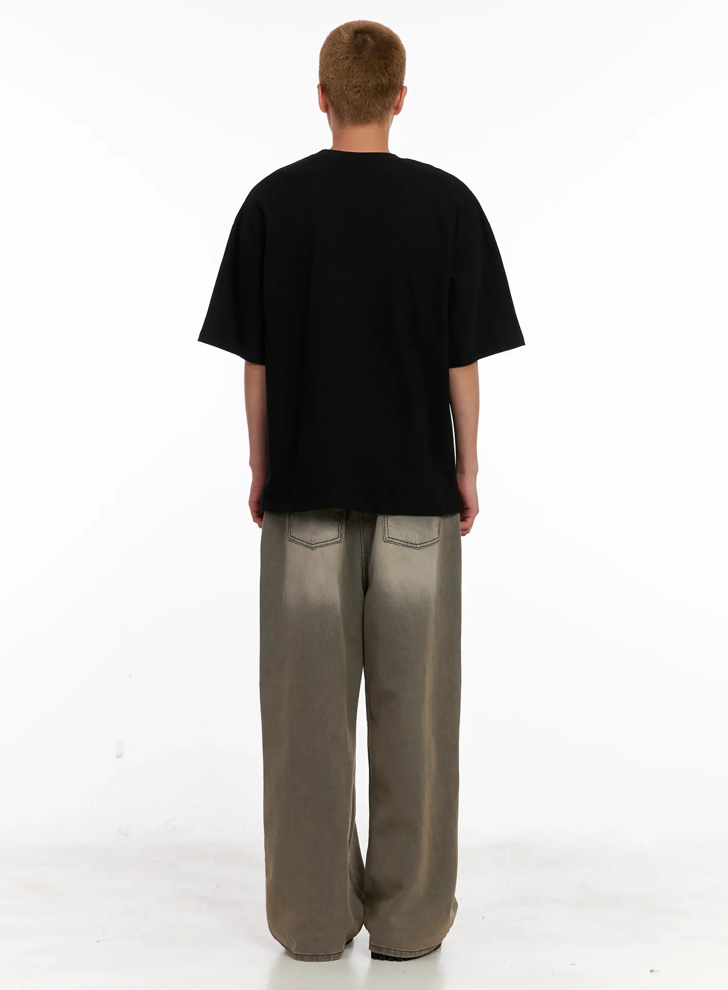 Men's Washed Wide-Leg Denim Jeans IL521