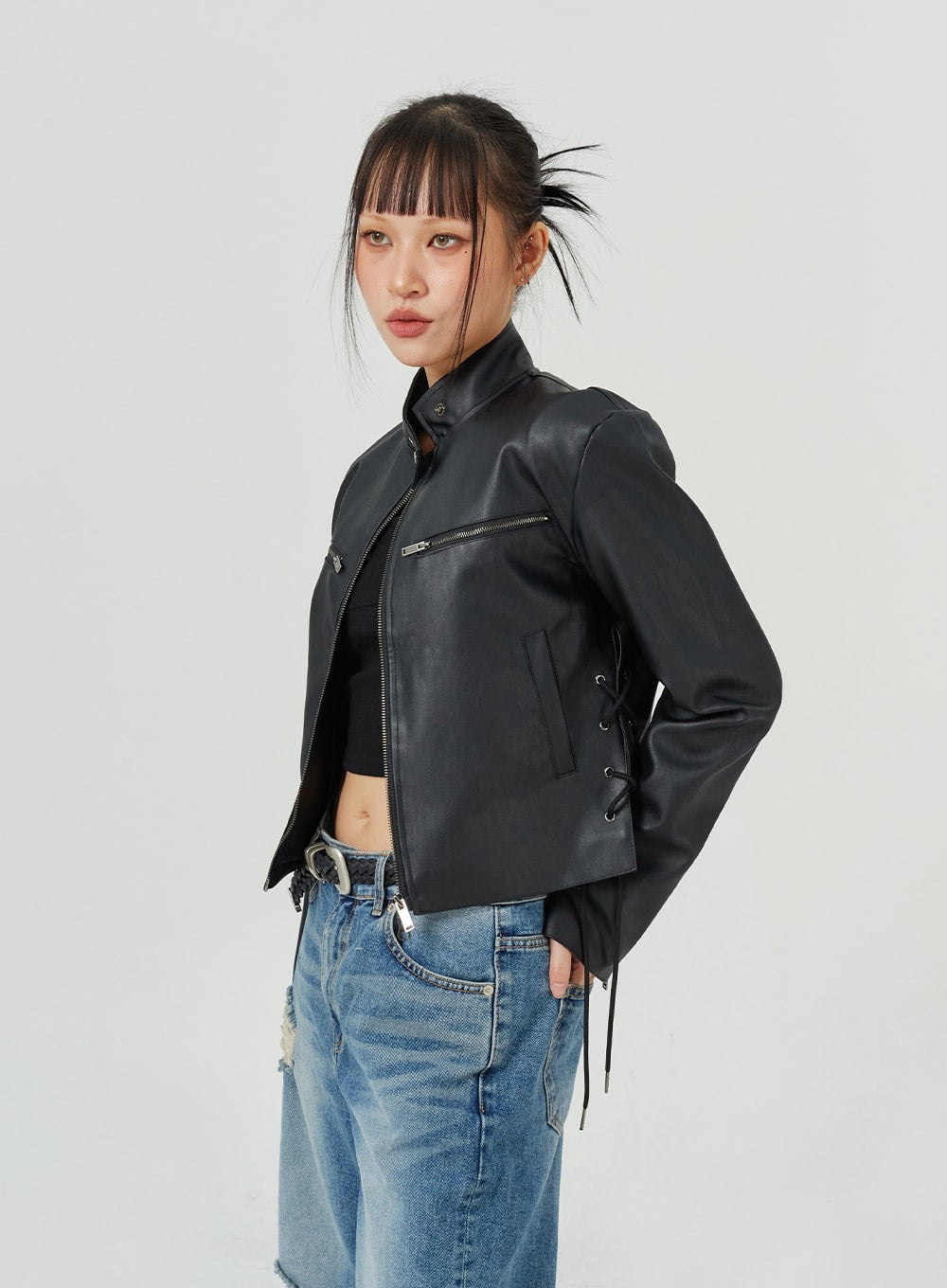 Standard Fit Faux Leather Jacket CM317