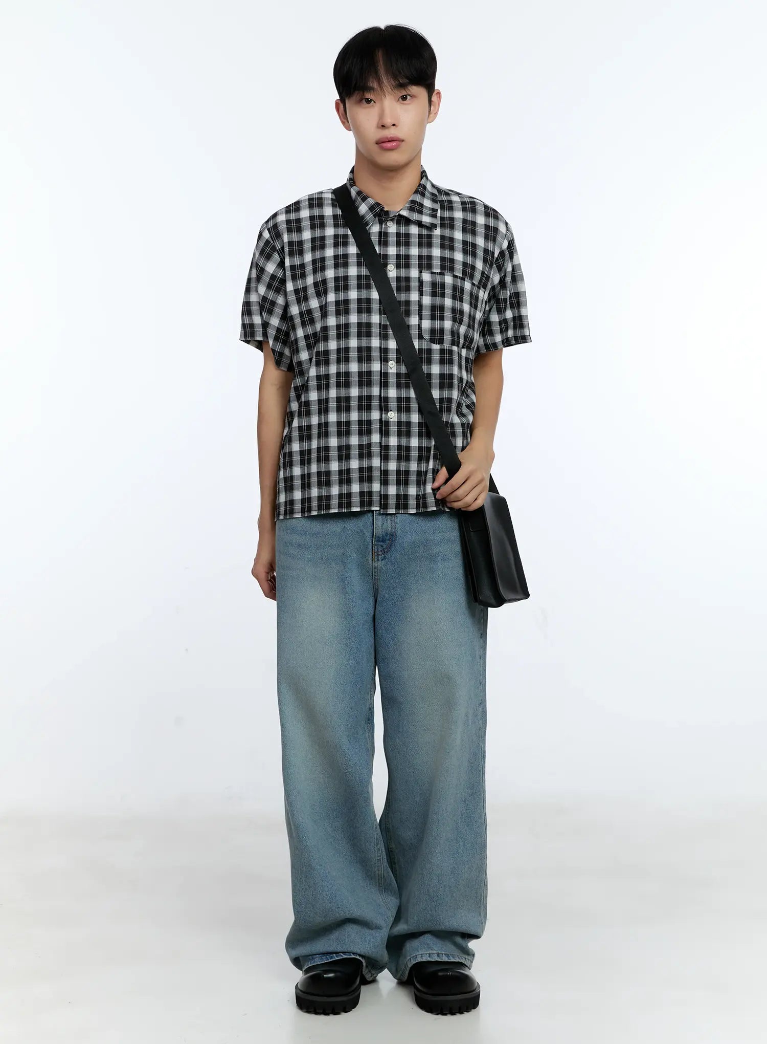 Men's Plaid Short Sleeve Shirt IG519