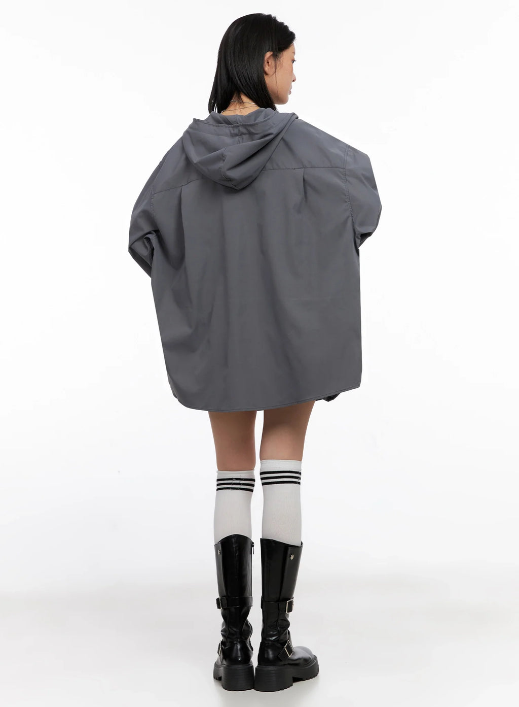 Oversized Button Up Hoodie Jacket IS508