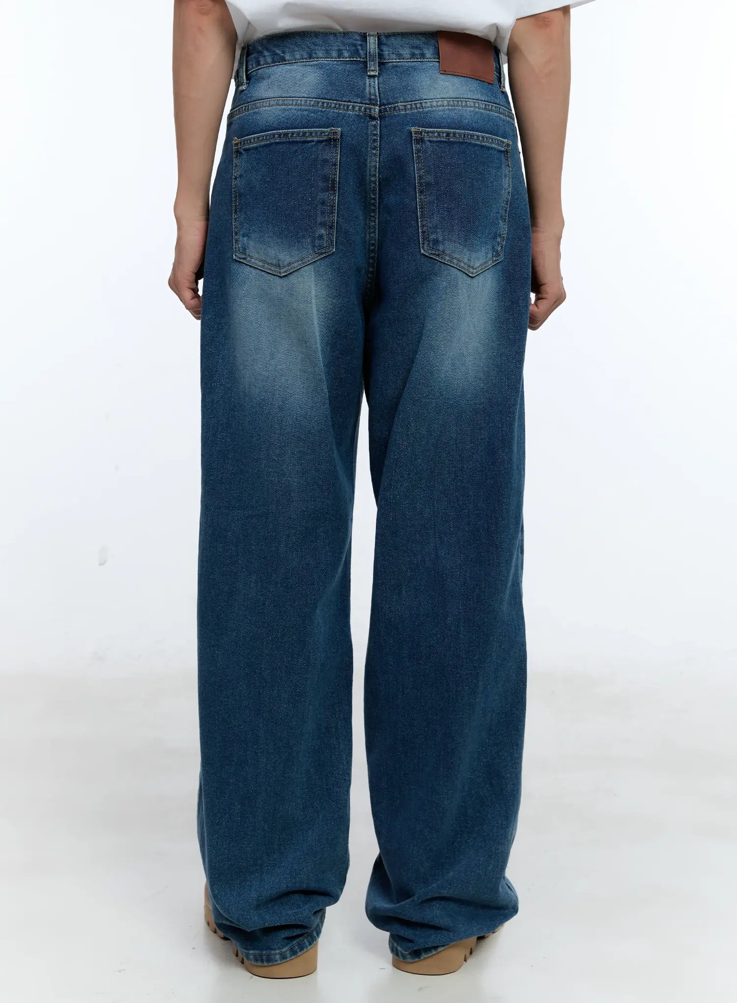 Men's Distressed Wide-Leg Denim Jeans IL515