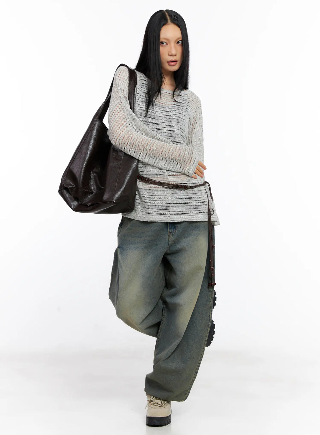 Chowon Washed Wide-Leg Denim Jeans CL530