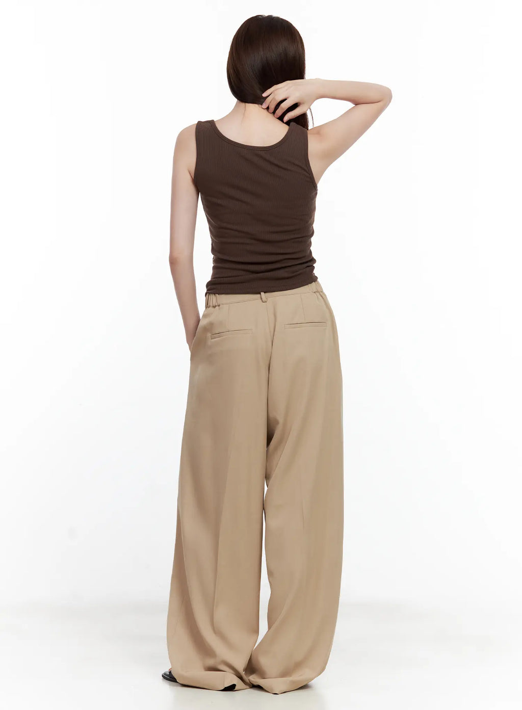 Wide-Leg Pintuck Slacks CL502