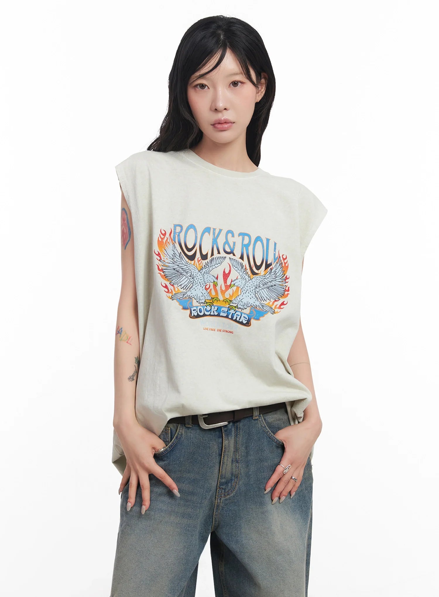Rock & Roll Graphic Sleeveless Top  IC503