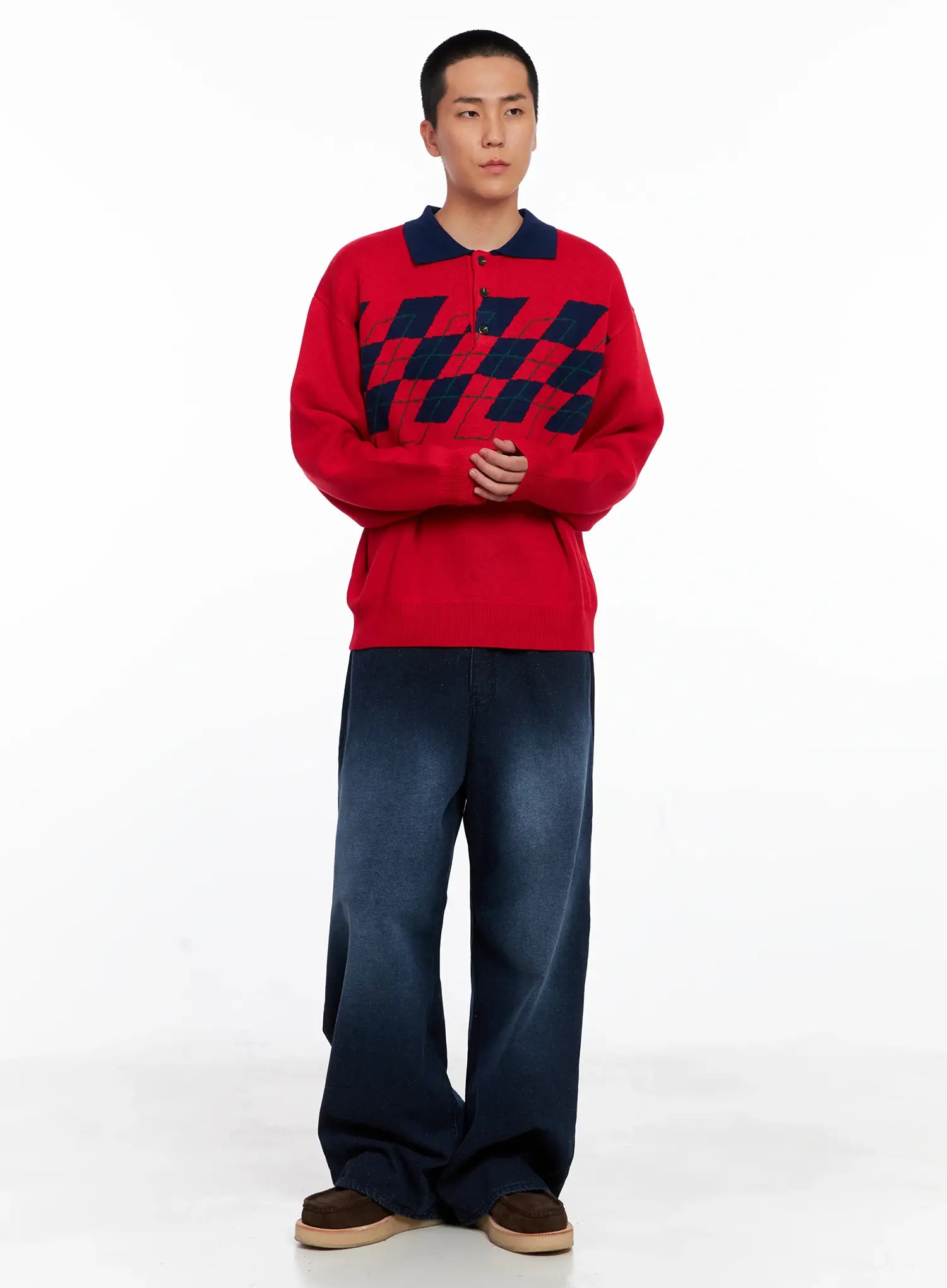 Men's Argyle Henley Knit IS510