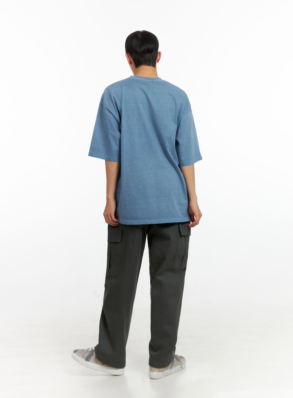 Men's Cotton Lettering Oversized Graphic Tee (Blue) IU414