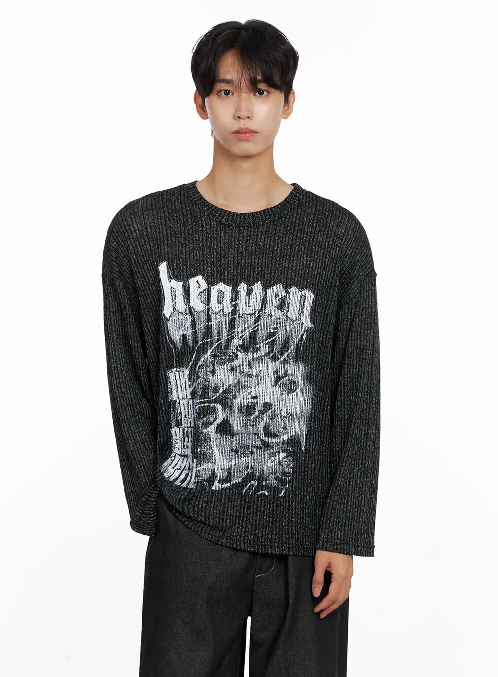 Men's Striped Graphic Knit Long Sleeve IO517