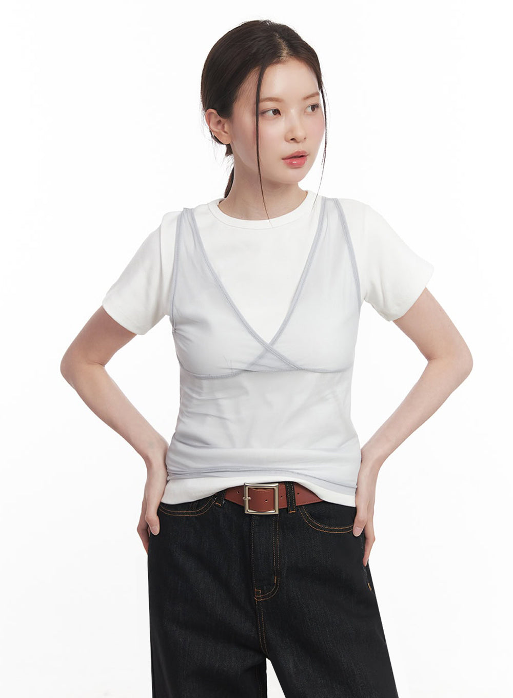 Sheer V-Neck Tank Top IY513