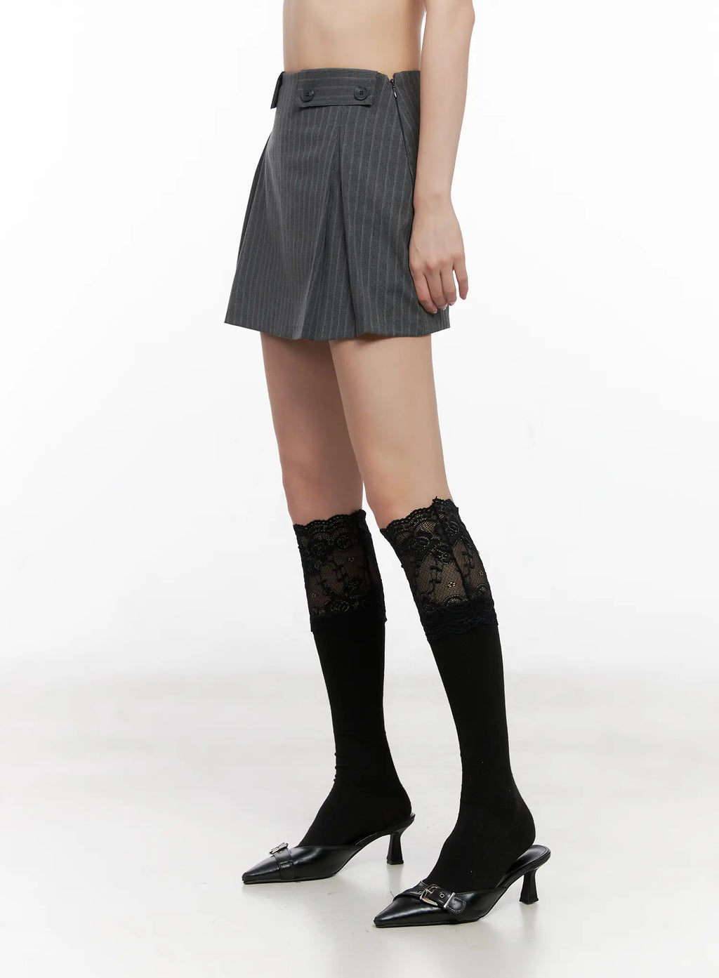 Striped Button Mini Skirt CG525
