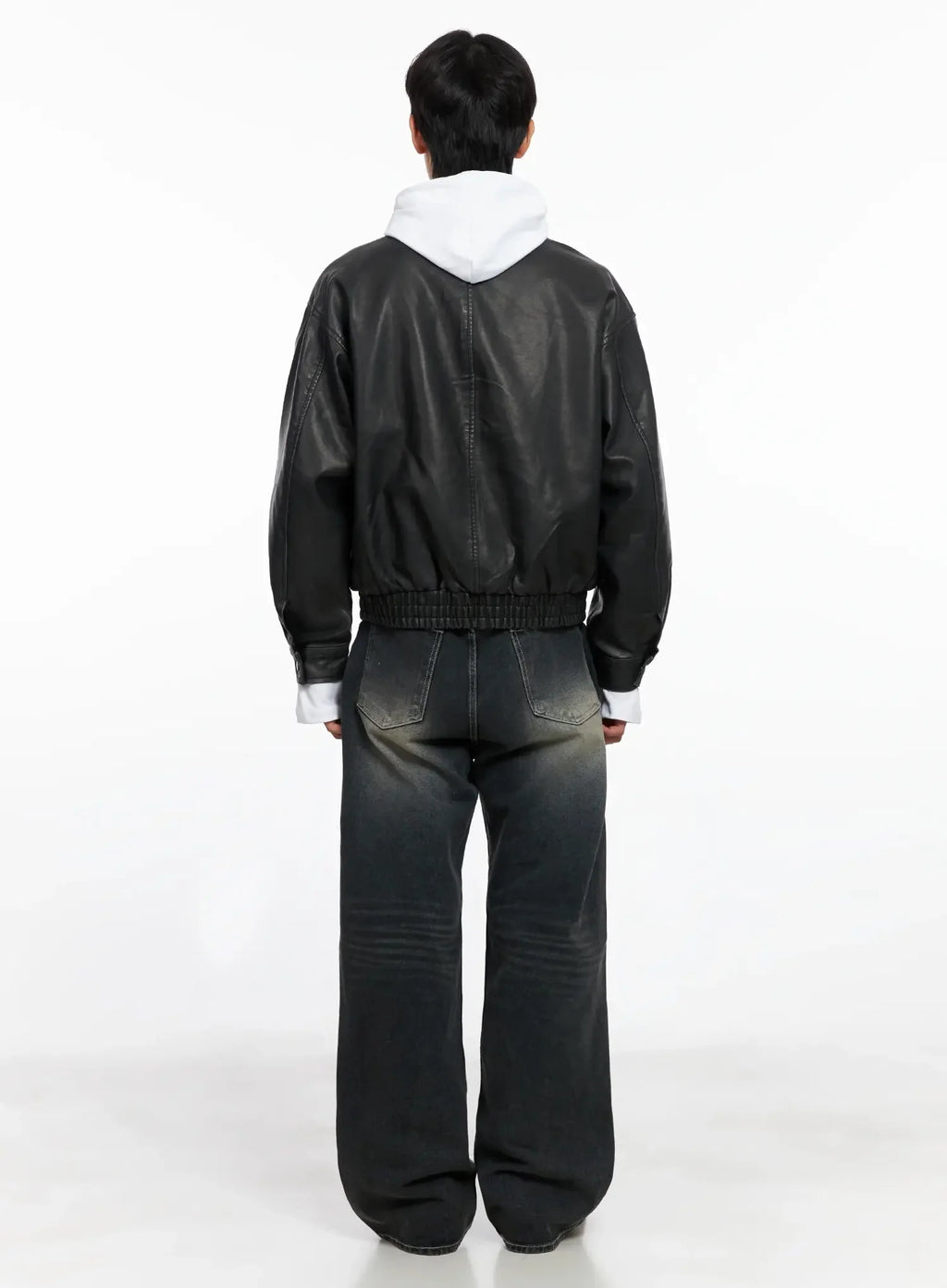 Men's Faux Leather Toggle Buckle Jacket IO517