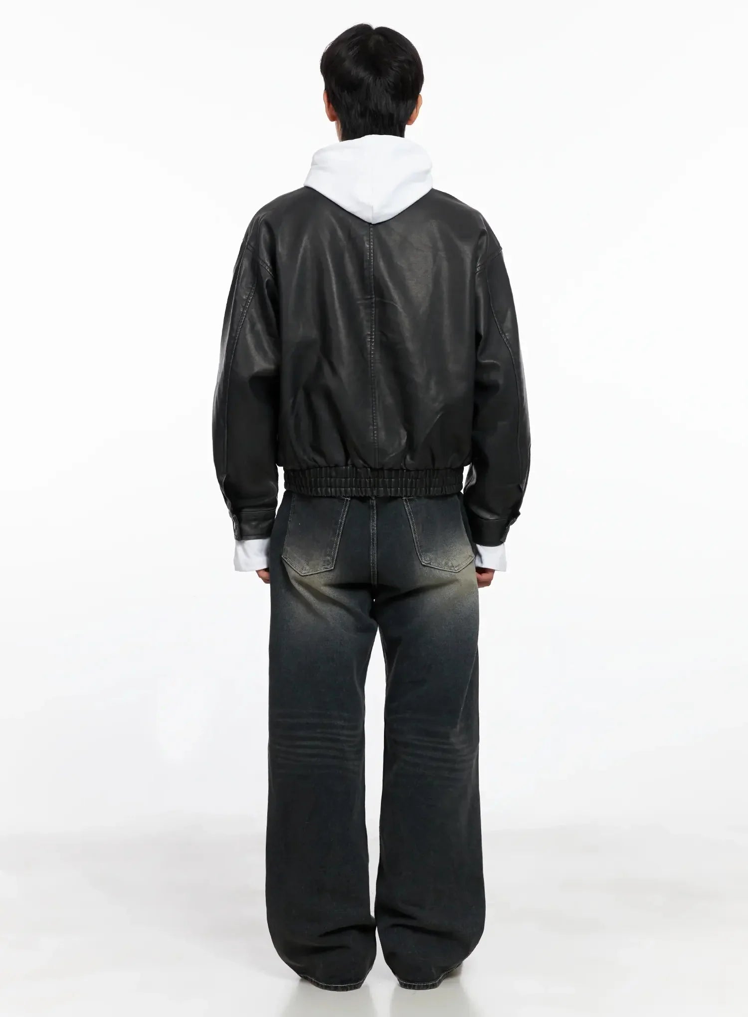 Men's Faux Leather Toggle Buckle Jacket IO517