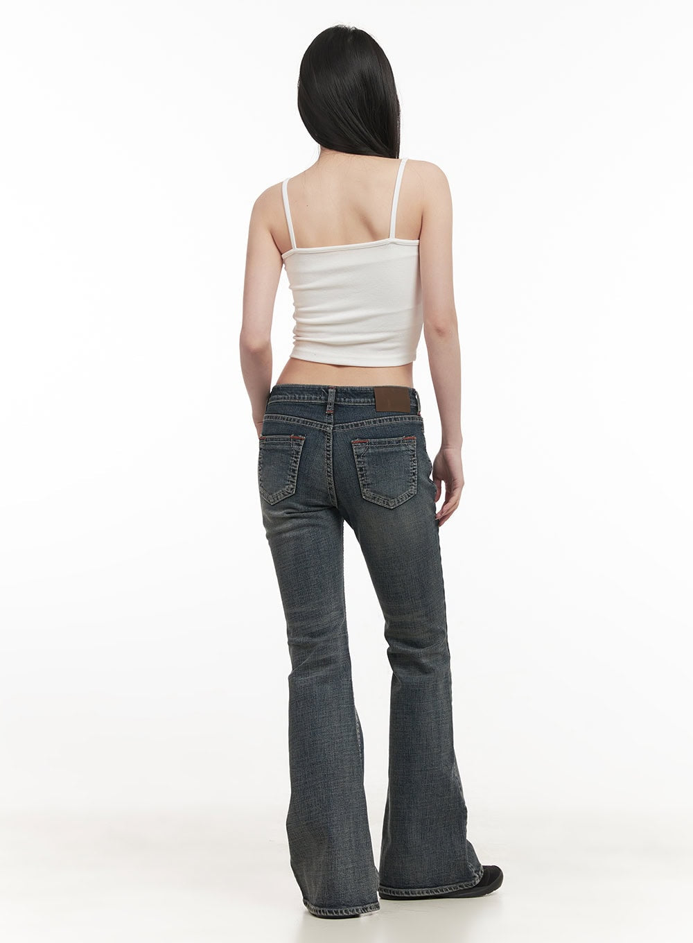 Elisa Stitched Low-Rise Flared Jeans CF514