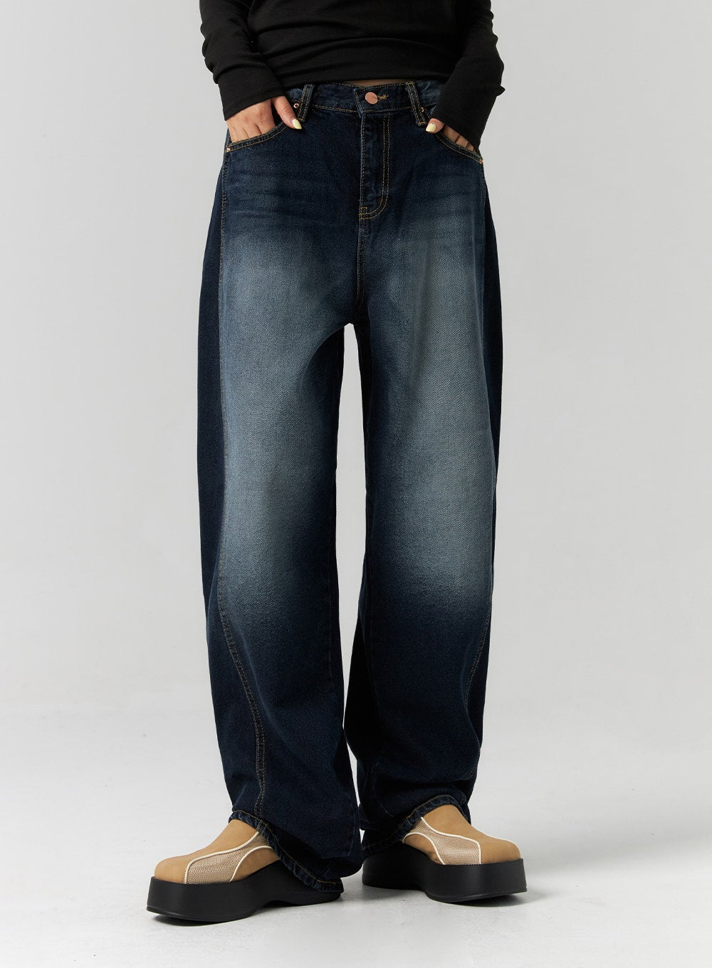 Washed Wide Leg Jeans CS312