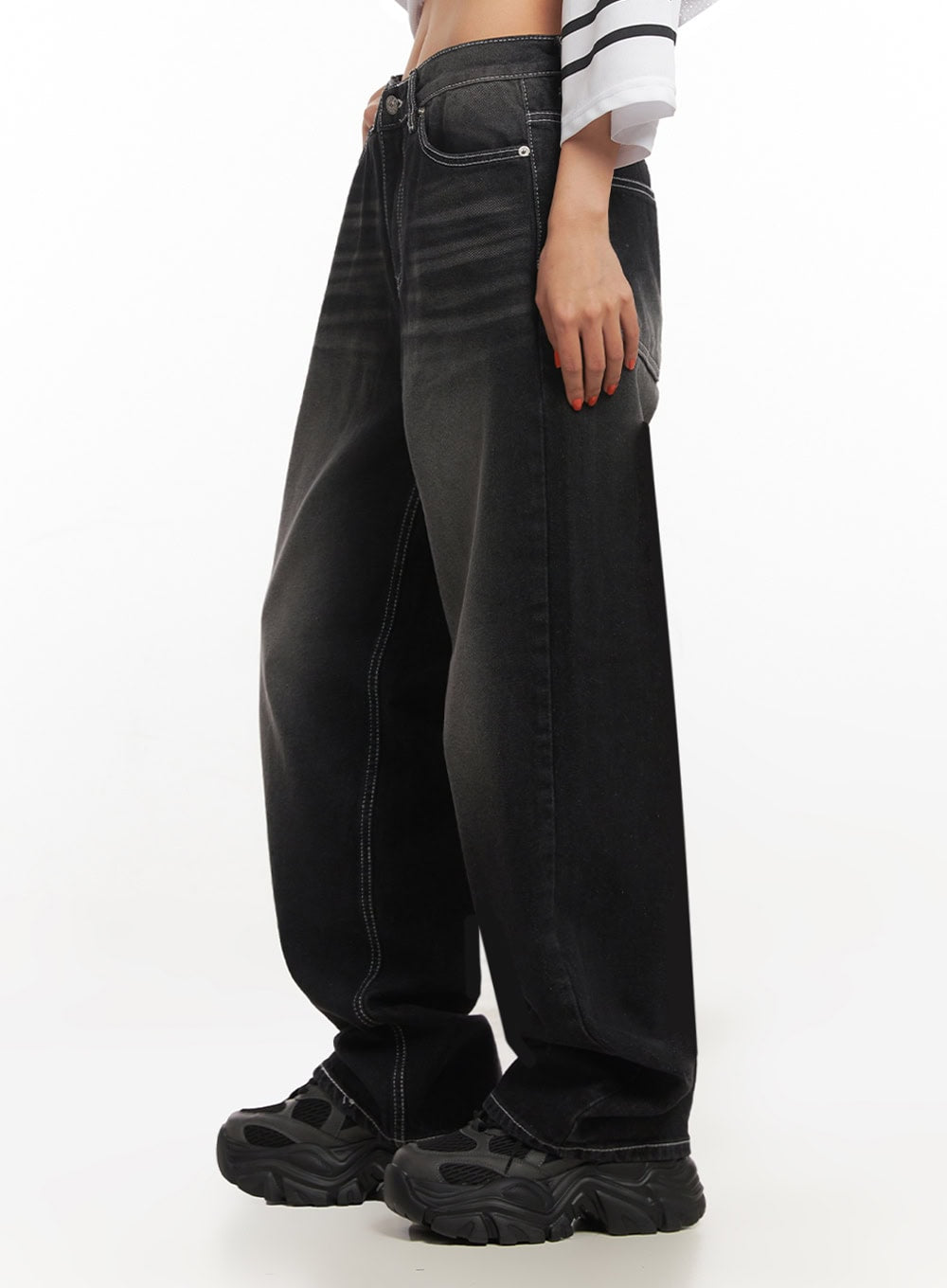Alexis Stitched Wide-Leg Jeans IA504