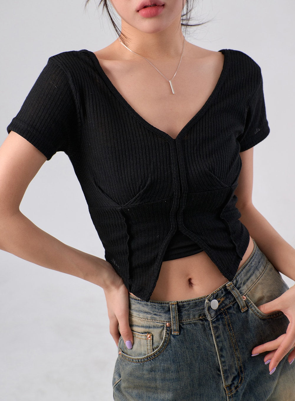 Mesh V-Neck Top IM329
