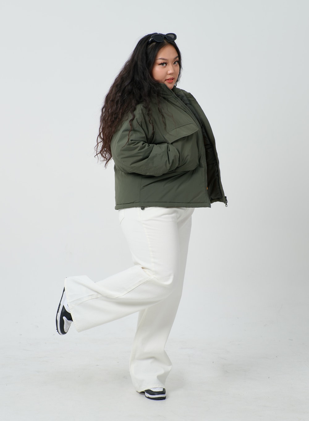 Plus Twin Front Pocket Hoodie Puffer Jacket ID27