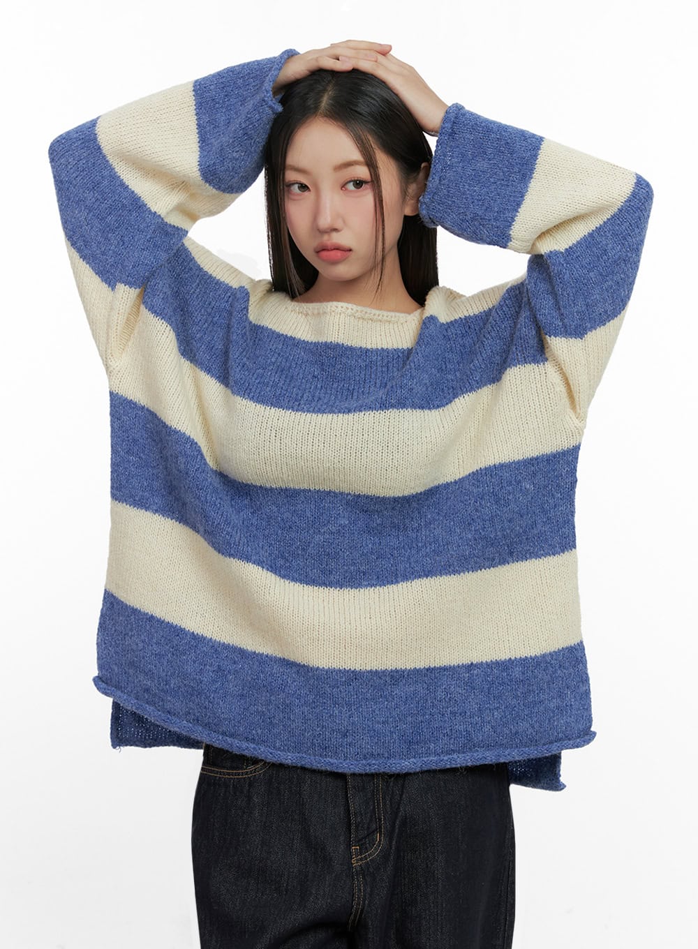Oversize Stripe Wool Sweater IN415
