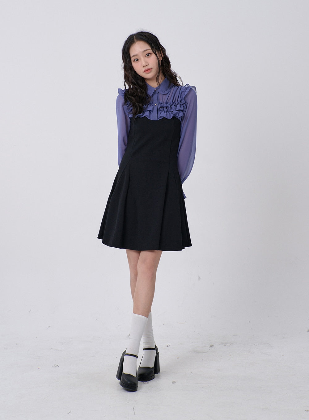 Mini Dress with Frill and Ribbon Detail BD16