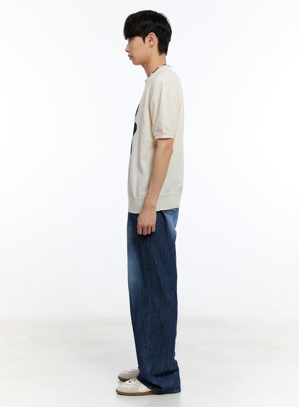 Men's Pintuck Denim Sweatpants (Dark Blue) IY529