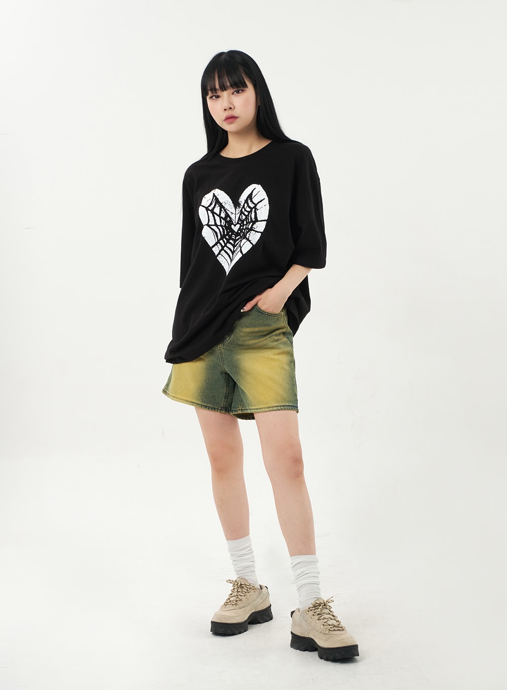 Yellow Wash Denim Shorts CA328