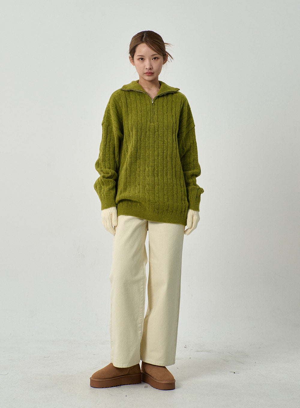 Twist Pattern Zip-Up Knit Unisex CD12