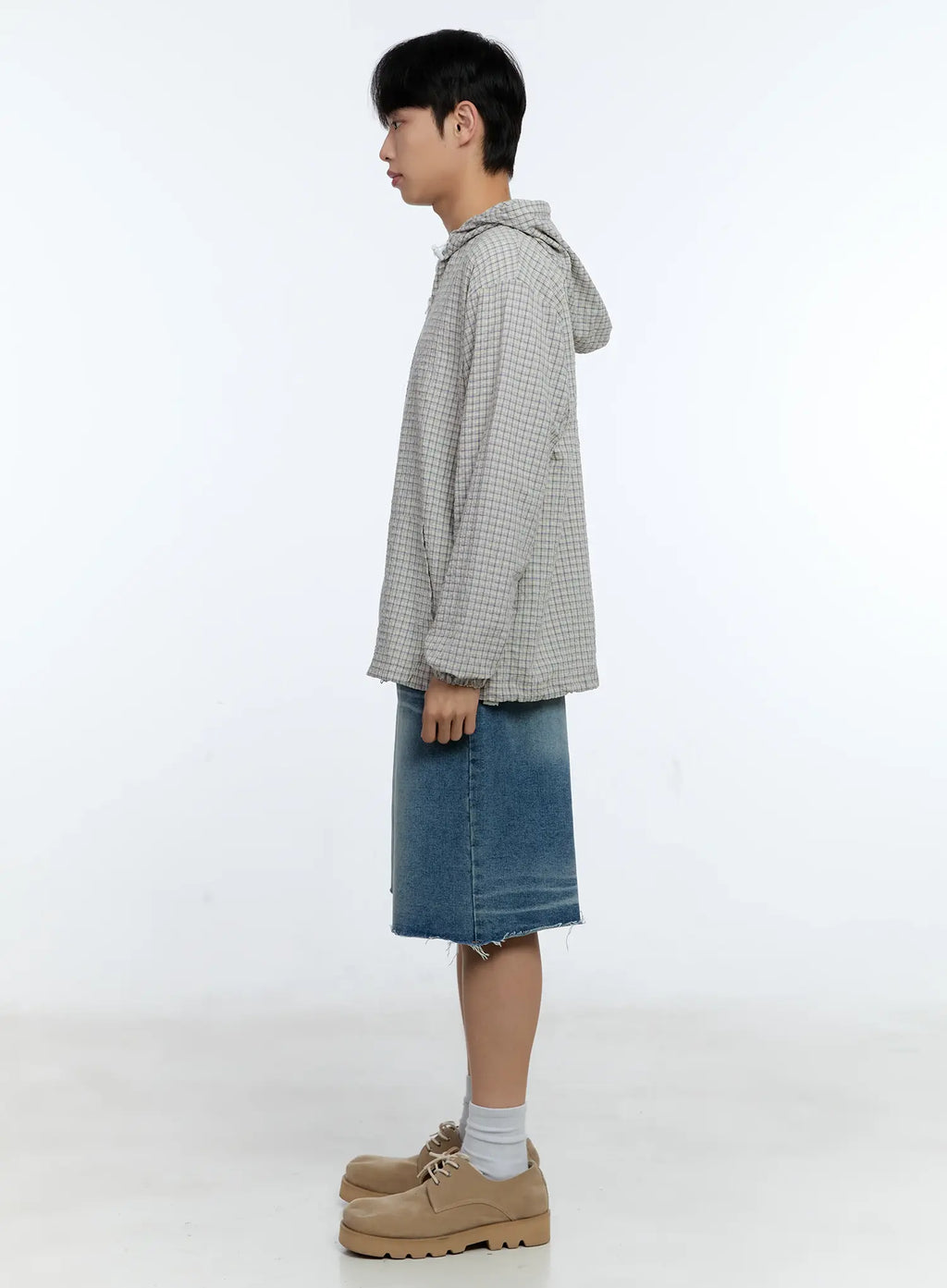 Men's Raw Hem Denim Bermuda Shorts IG515