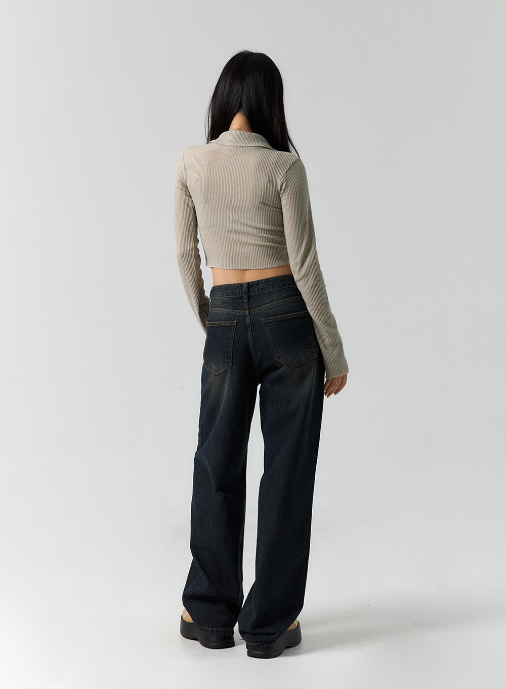 Stitched Zip Crop Top CS308