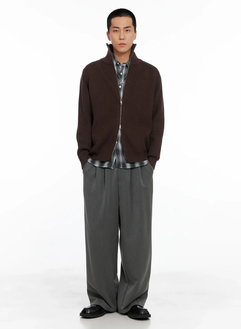 Men's Knit Zip-Up Sweater IS502