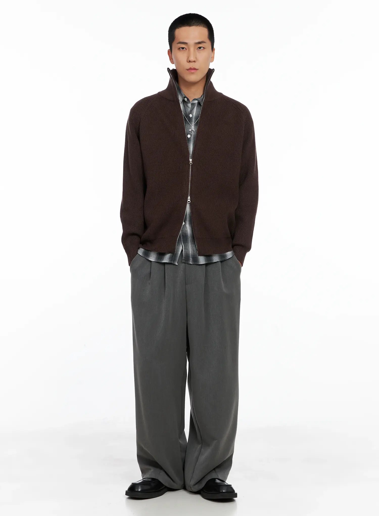 Men's Knit Zip-Up Sweater IS502