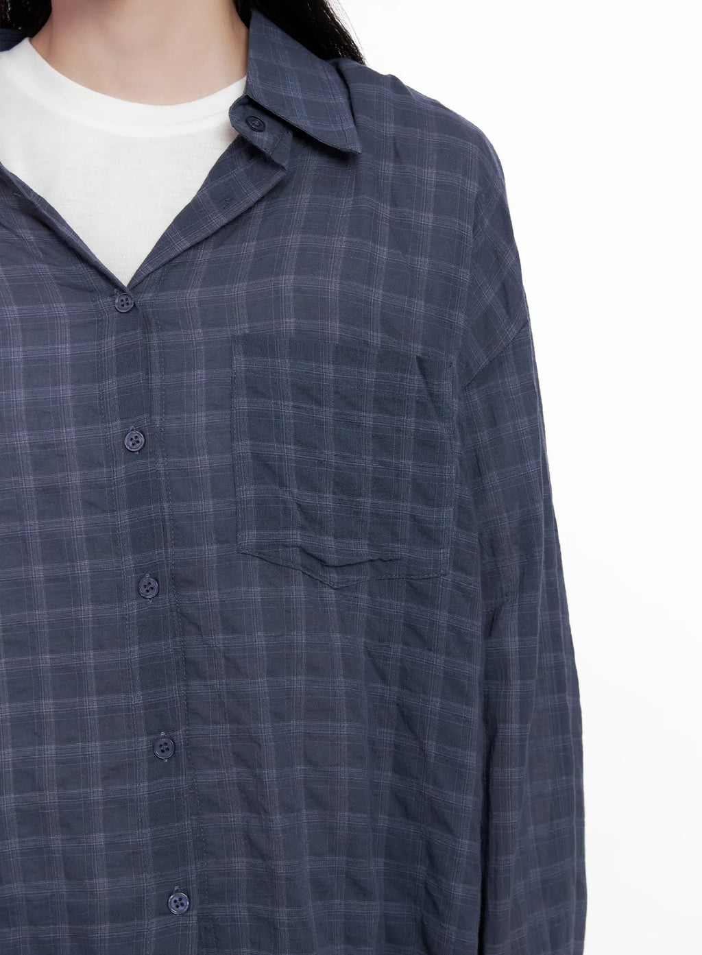 Oversized Plaid Button-Down Shirt CL515