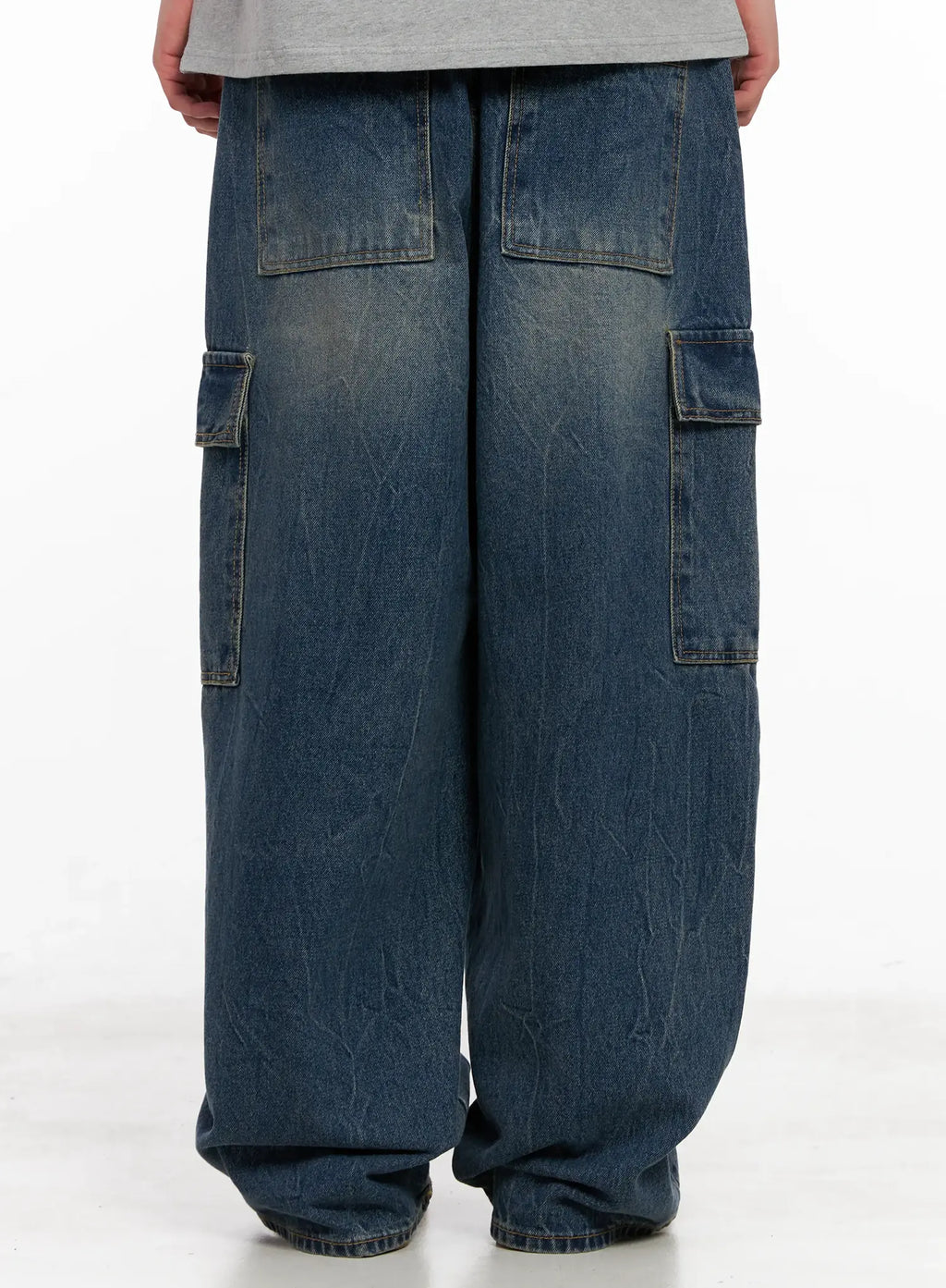 Men's Wide-Leg Cargo Denim Jeans IL518