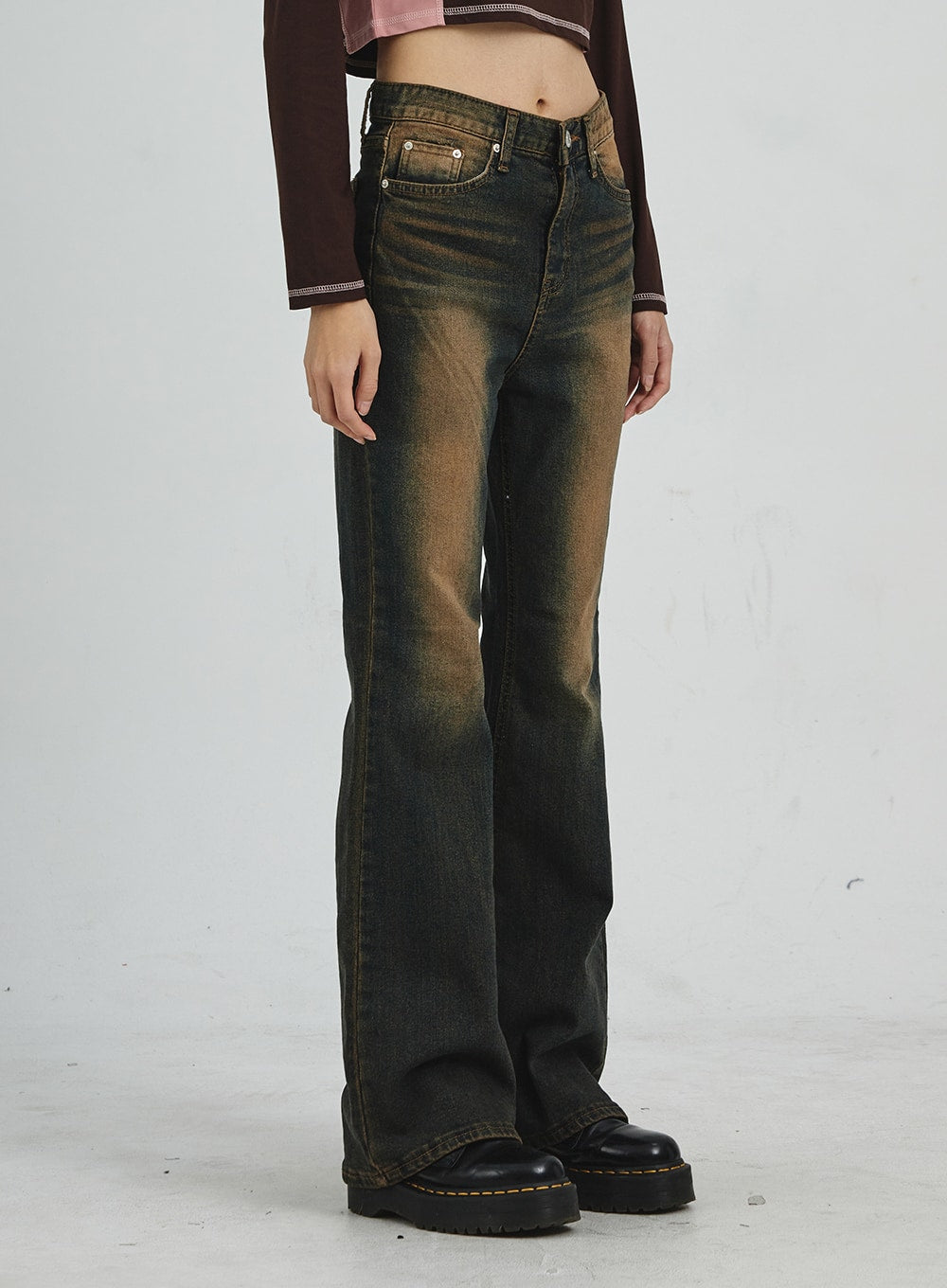 Vintage Washing Bootcut Jeans CD02